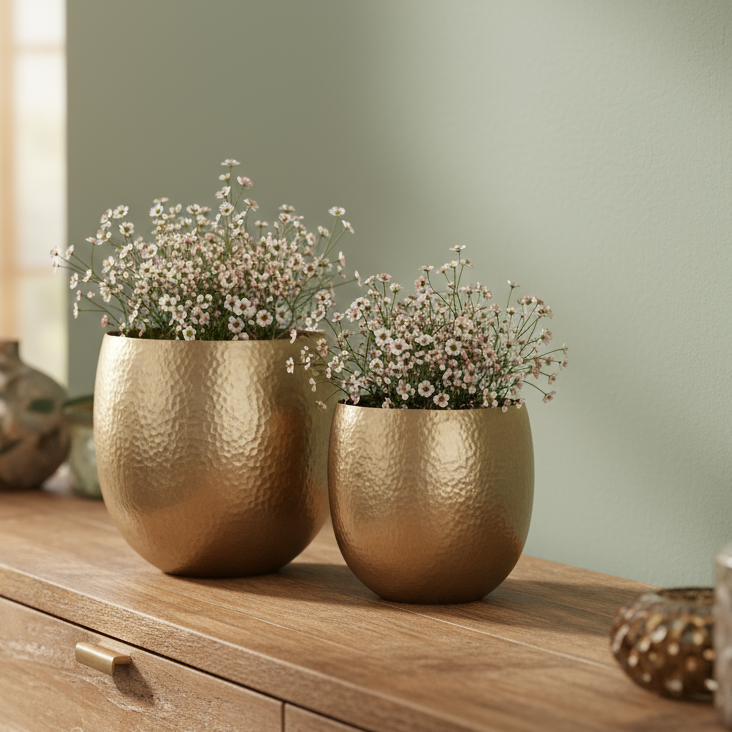 Gold Metal Planter Set of 2