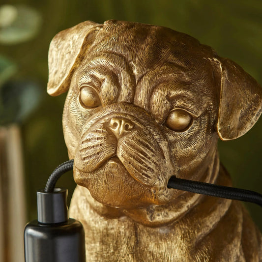 Gold Pug Table Lamp - The Farthing