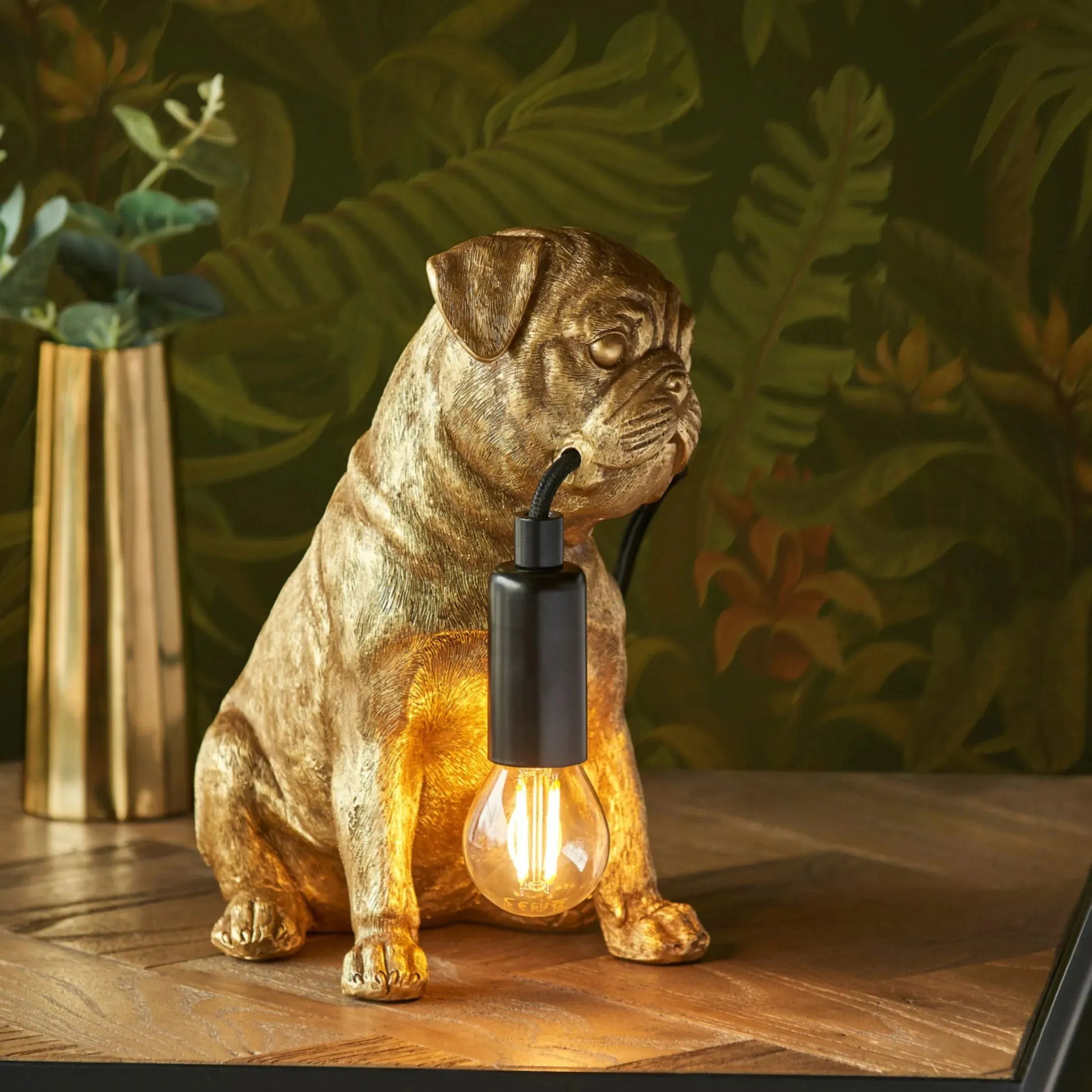 Gold Pug Table Lamp - The Farthing