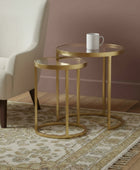 glass gold table set