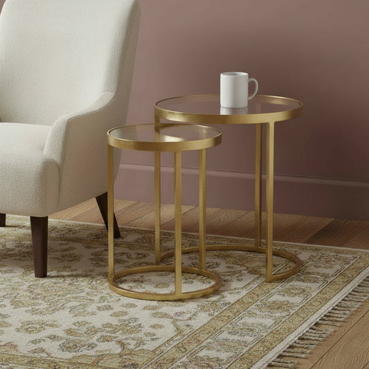glass gold table set
