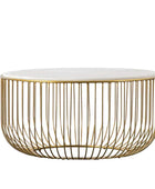 Golden Wire Base Marble Top Round Coffee Table - The Farthing