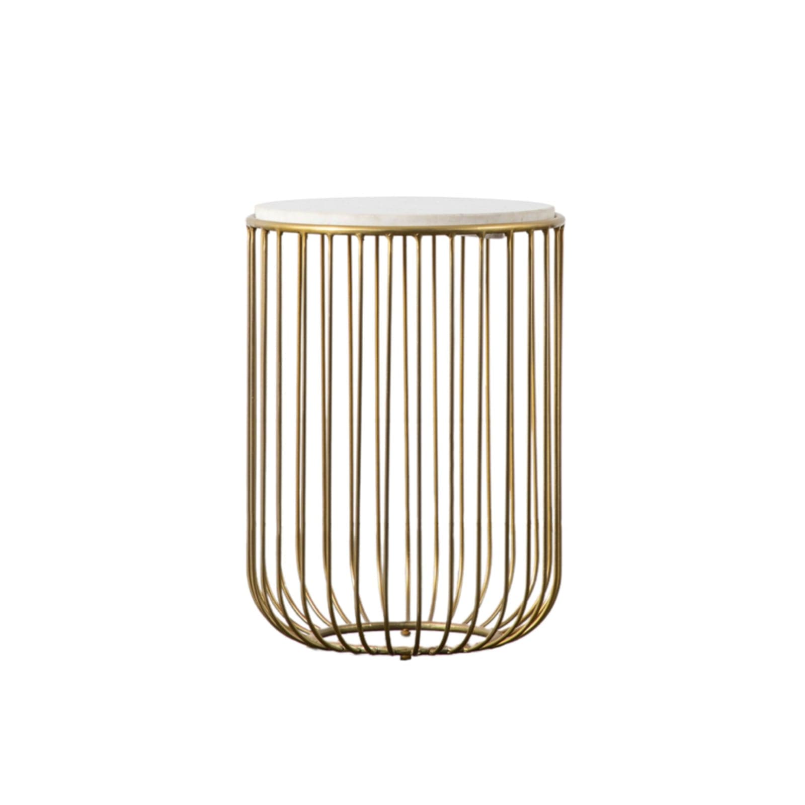 Golden Wire Base Marble Top Round Side Table - The Farthing