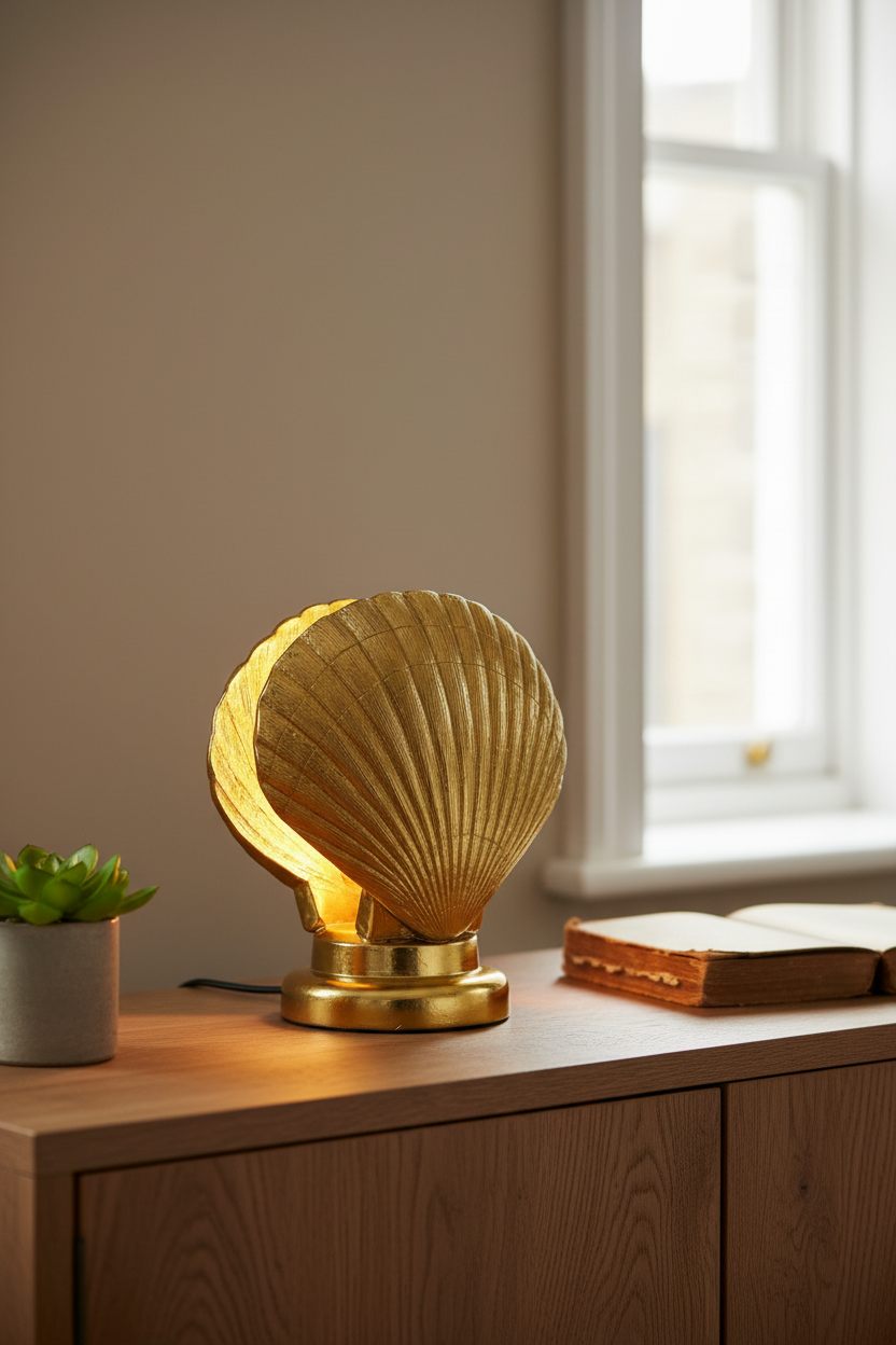 Art Deco Inspired Gold Shell Lamp 55