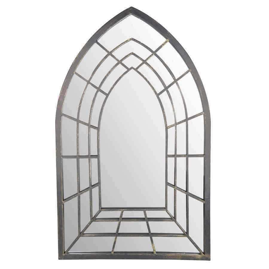 Gothic Arched Metal Outdoor Wall Mirror - The Farthing