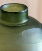 Green Bevelled Glass Round Vase - The Farthing