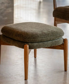 Green Boucle Fabric Foot Stool - The Farthing