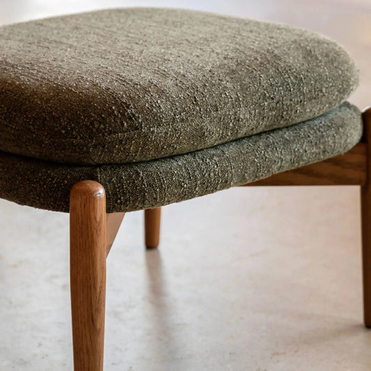 Green Boucle Fabric Foot Stool - The Farthing