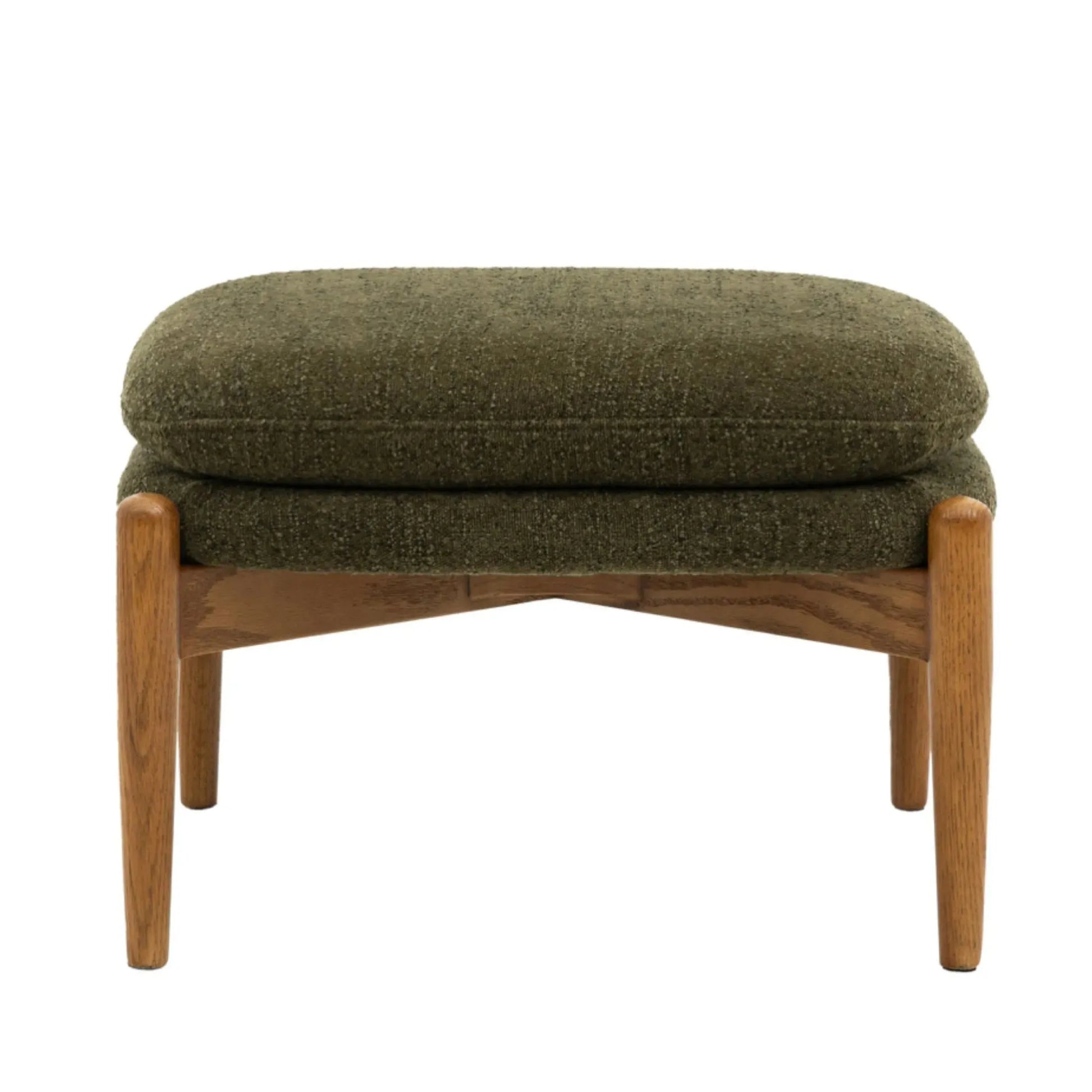 Green Boucle Fabric Foot Stool - The Farthing