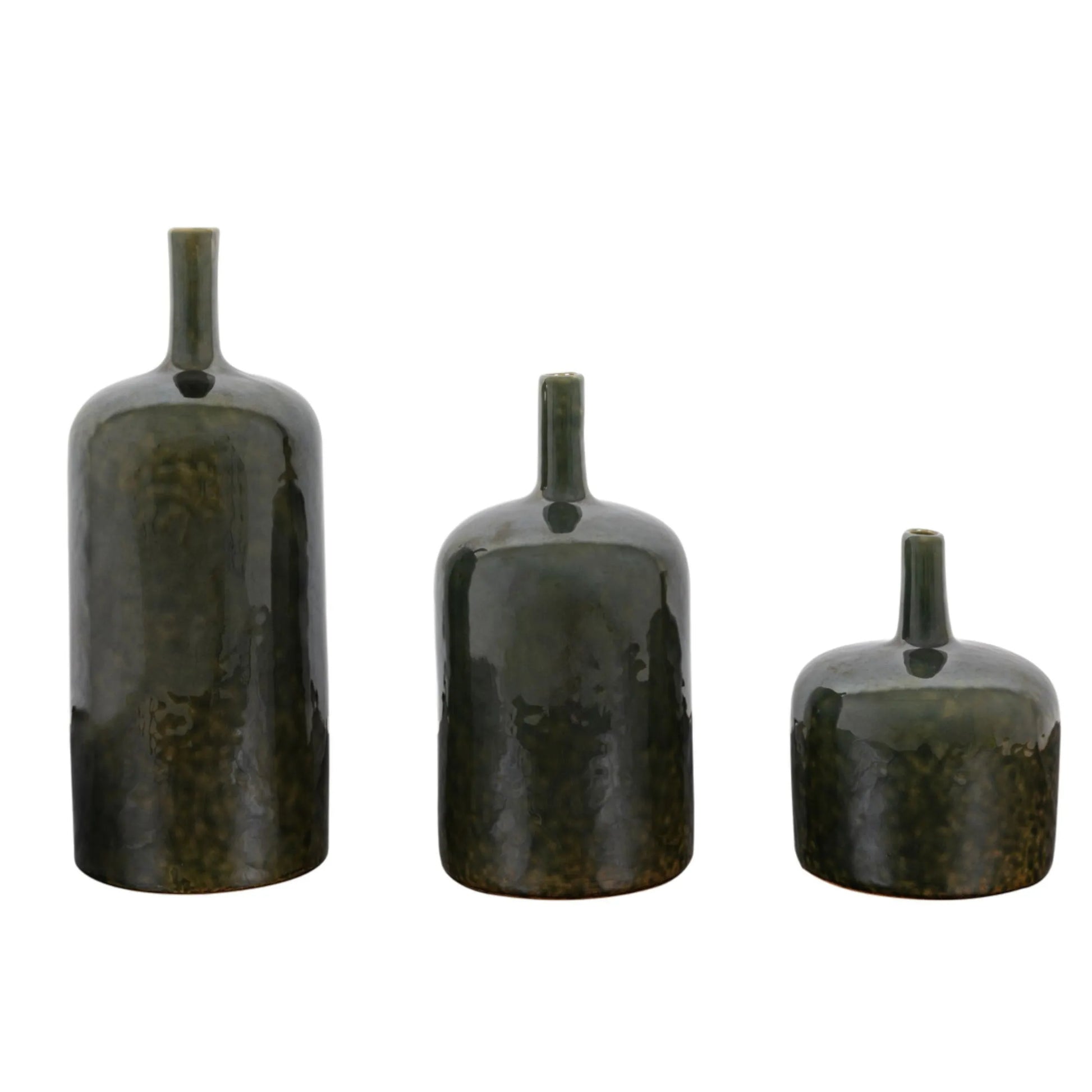 Green Ceramic Pots Set of 3 Ornaments - The Farthing