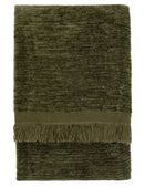 Green Chenille Fringed Throw - The Farthing