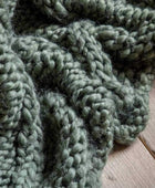 Green Chunky Cable Knitted Throw - The Farthing