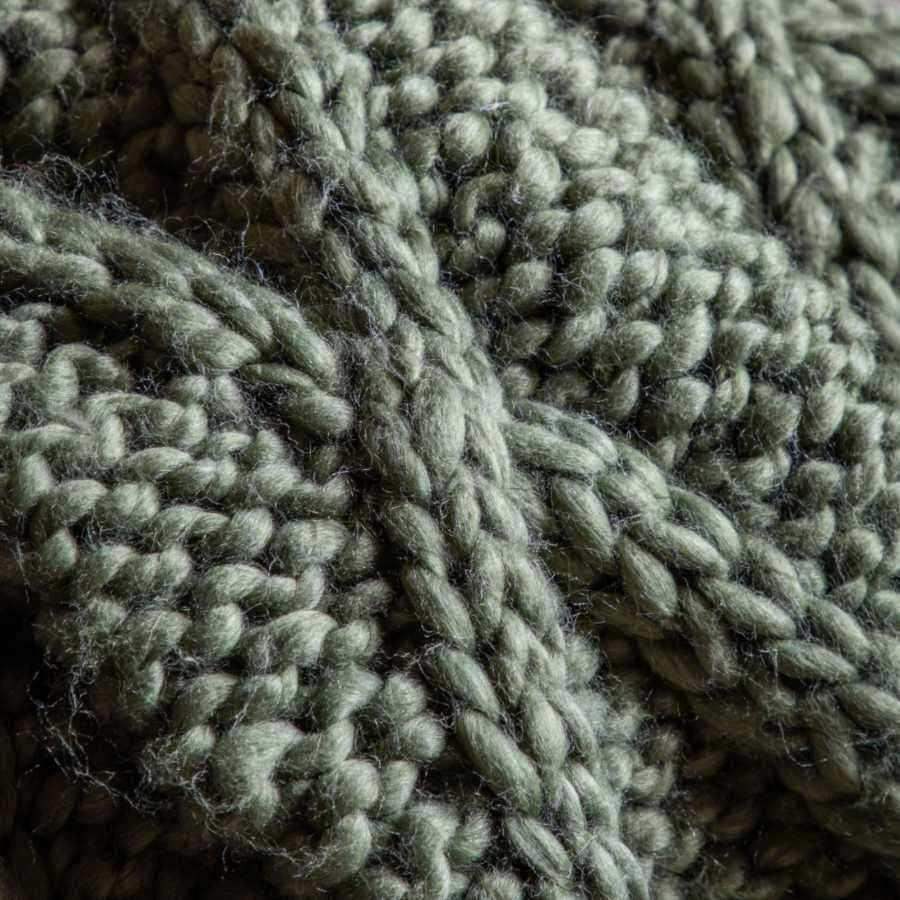 Green Chunky Cable Knitted Throw - The Farthing