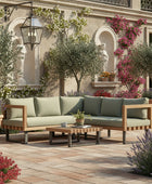 Green Cushion Wooden Outdoor Corner Sofa Set - The Farthing