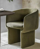 Green Fabric Curved Tub Dining Chair - The Farthing