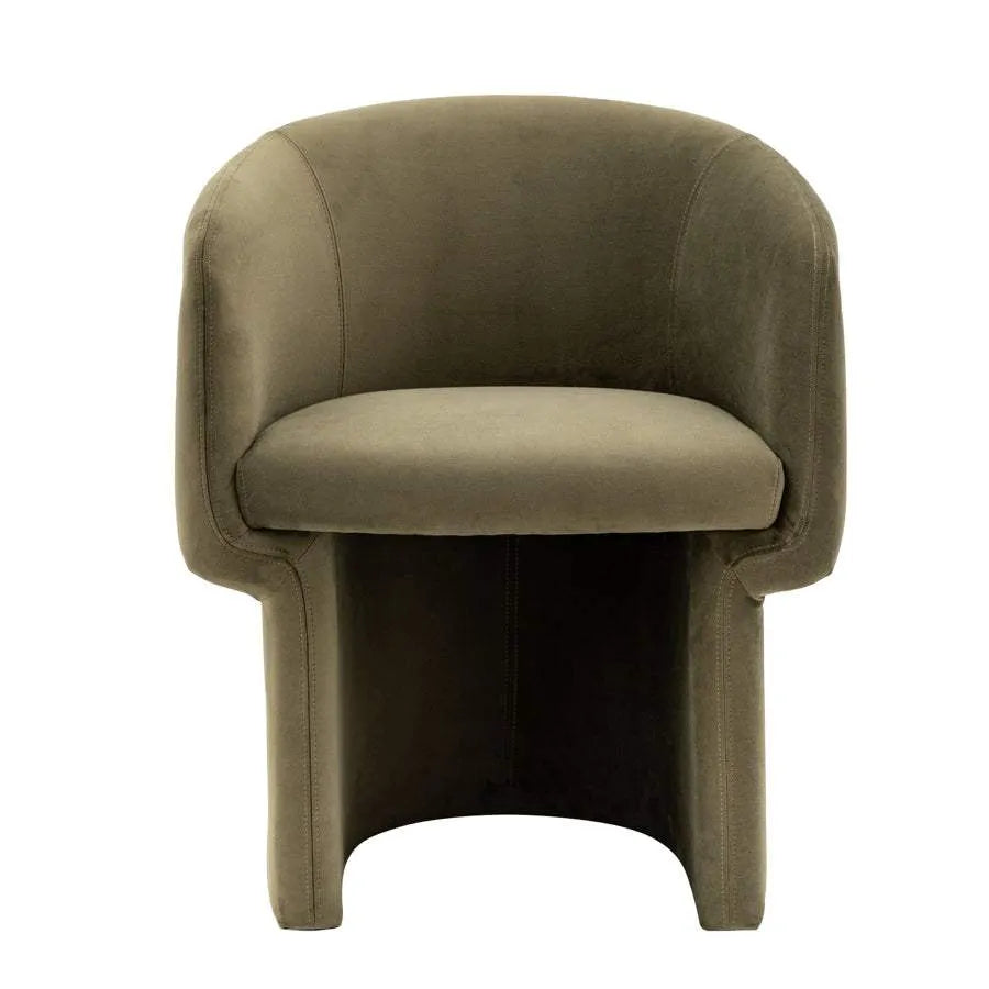 Green Fabric Curved Tub Dining Chair - The Farthing