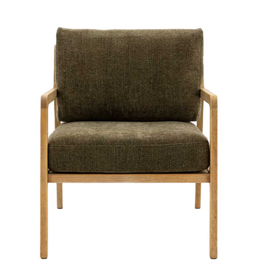Green Fabric Mid Century Styled Armchair - The Farthing