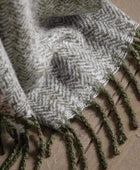 Green Herringbone Faux Mohair Throw - The Farthing
