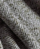 Green Herringbone Faux Mohair Throw - The Farthing