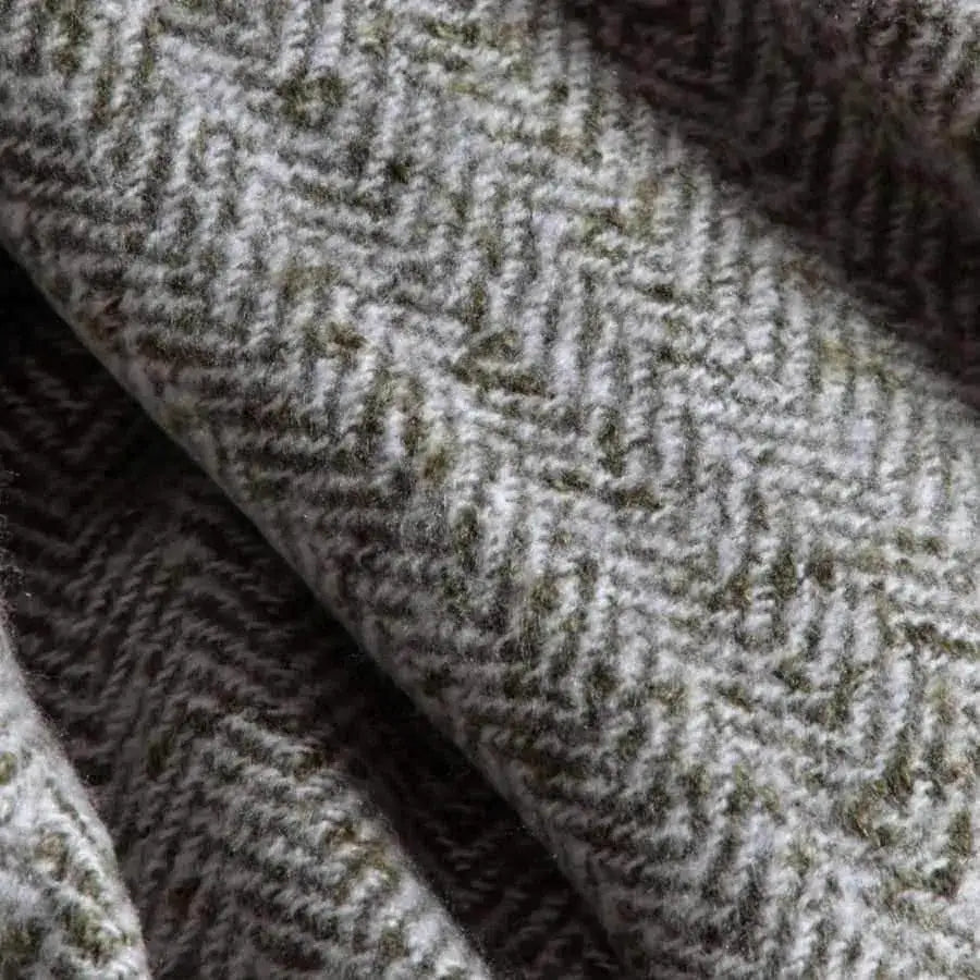 Green Herringbone Faux Mohair Throw - The Farthing
