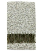 Green Herringbone Faux Mohair Throw - The Farthing