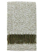 Green Herringbone Faux Mohair Throw - The Farthing