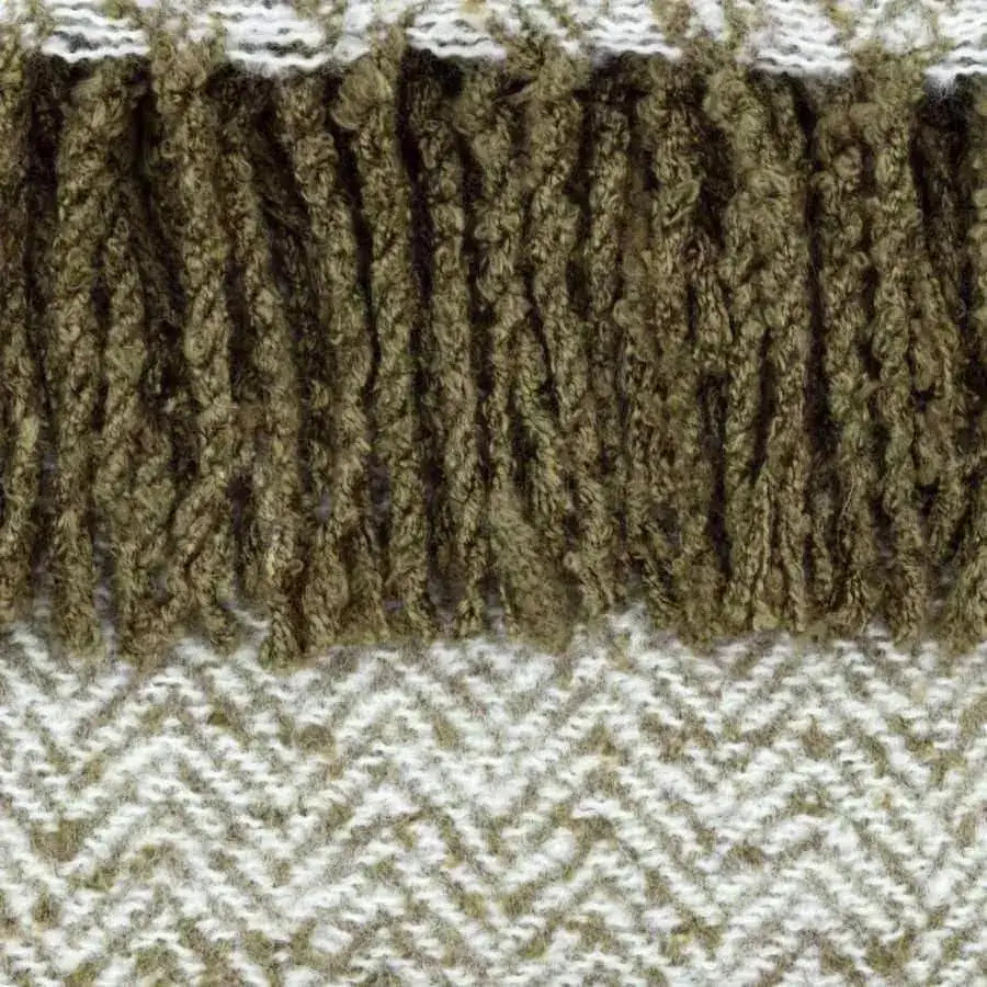 Green Herringbone Faux Mohair Throw - The Farthing