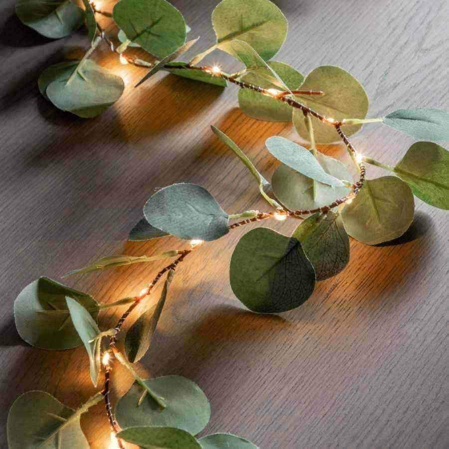 Green Light Up 20 LED Eucalyptus Garland - The Farthing