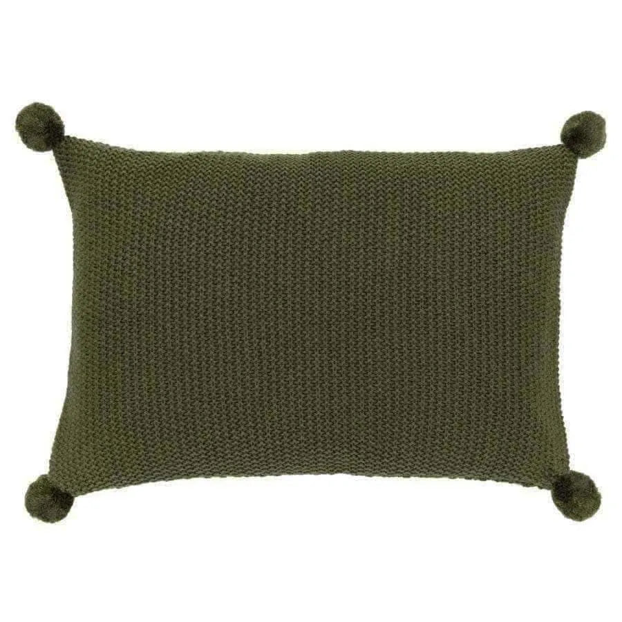 Green Pom Pom Cushion - The Farthing