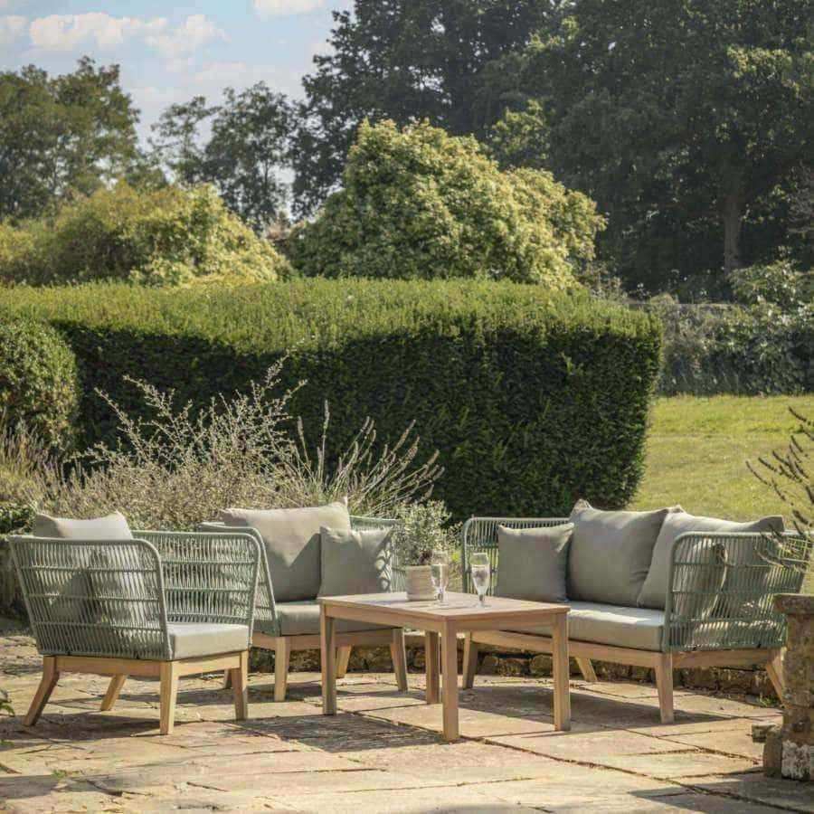 Green Rope and Wood Outdoor Lounge Sofa Set - The Farthing