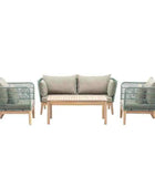 Green Rope and Wood Outdoor Lounge Sofa Set - The Farthing