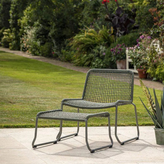 Green Rope Lounger Chair and Footstool - The Farthing