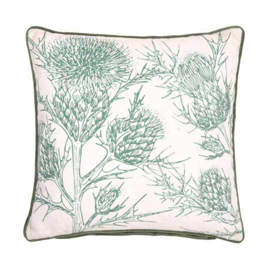 Green Square Thistle Cushion Cover - The Farthing