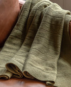 Green Subtle Knit Stripe Throw - The Farthing