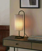 Grey and Black Loop Cylinder Table Lamp - The Farthing
