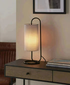 Grey and Black Loop Cylinder Table Lamp - The Farthing