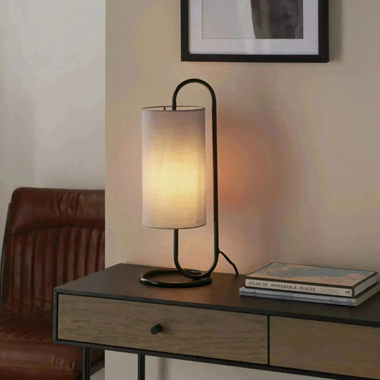 Grey and Black Loop Cylinder Table Lamp - The Farthing