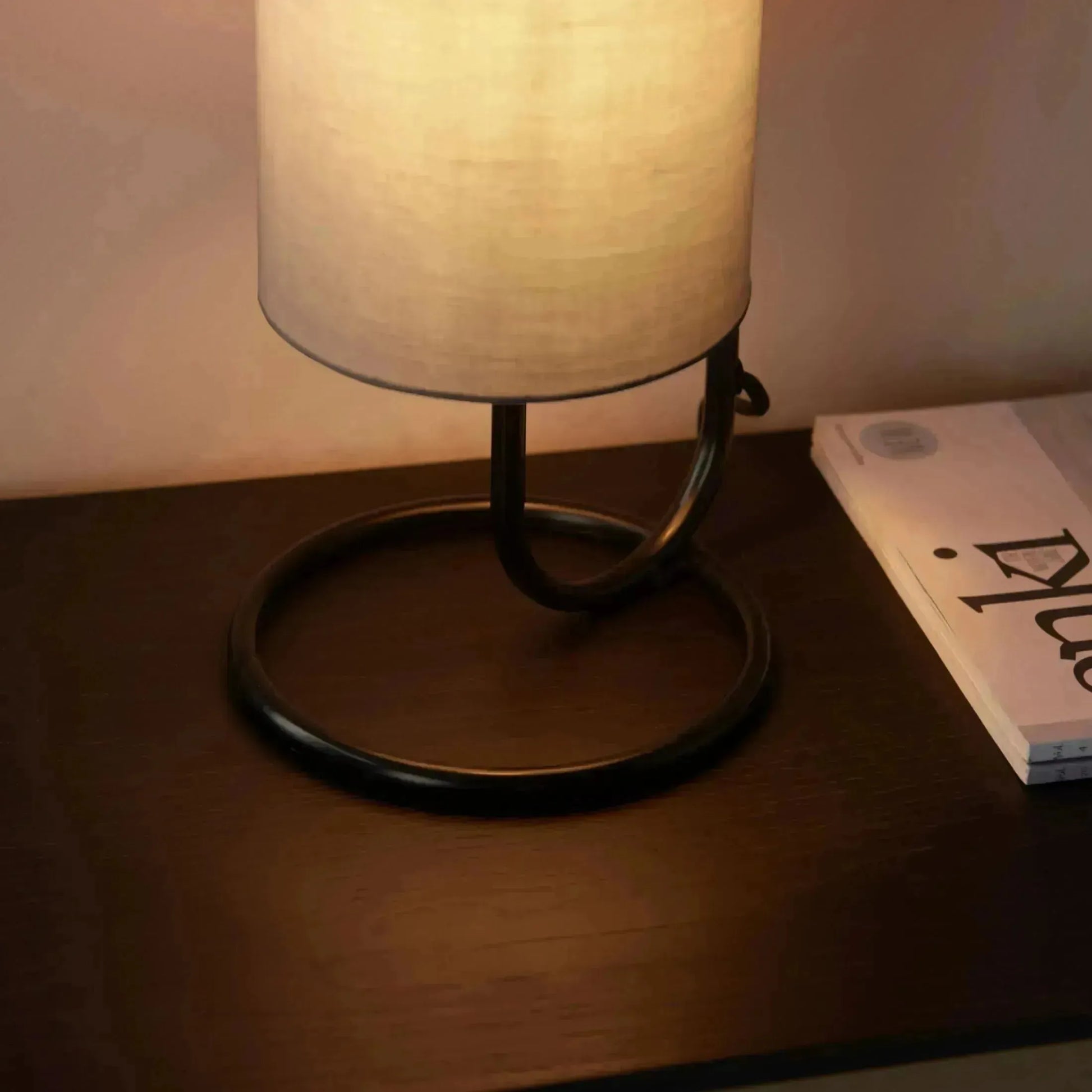 Grey and Black Loop Cylinder Table Lamp - The Farthing