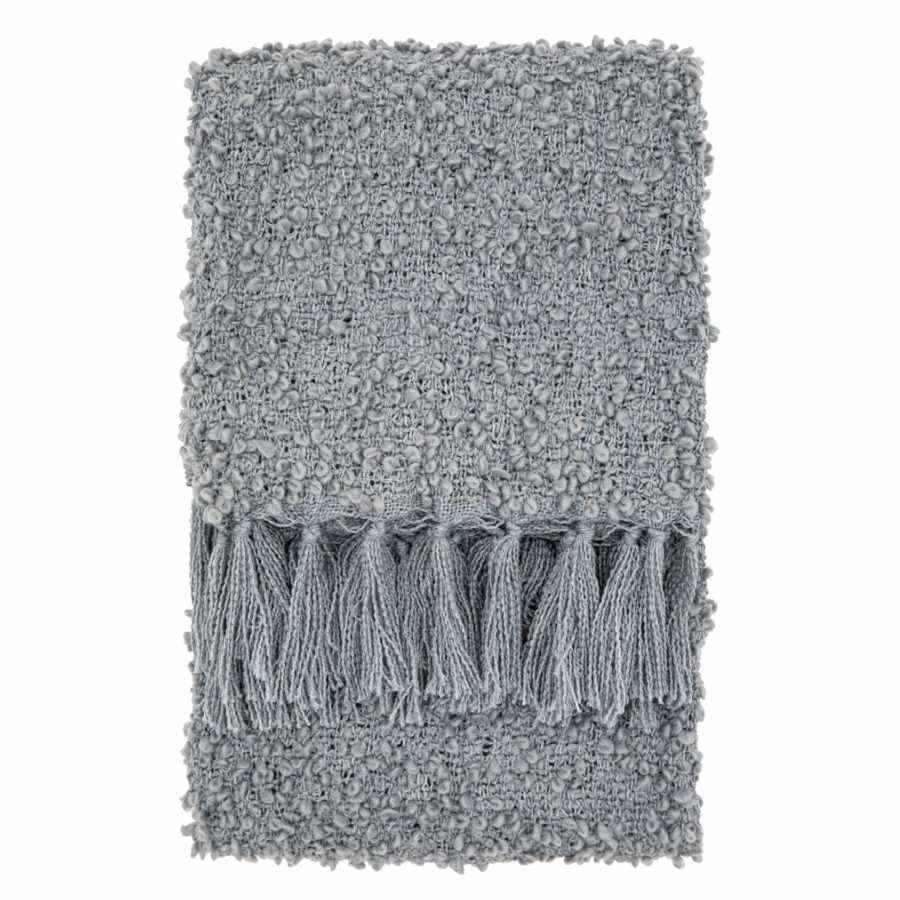 Grey Boucle Texture Throw - The Farthing