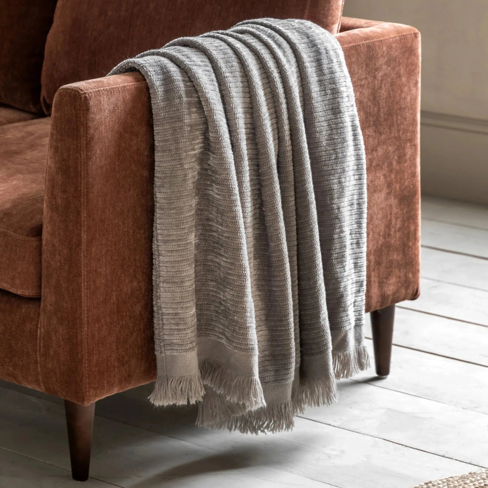 Grey Chenille Throw - The Farthing