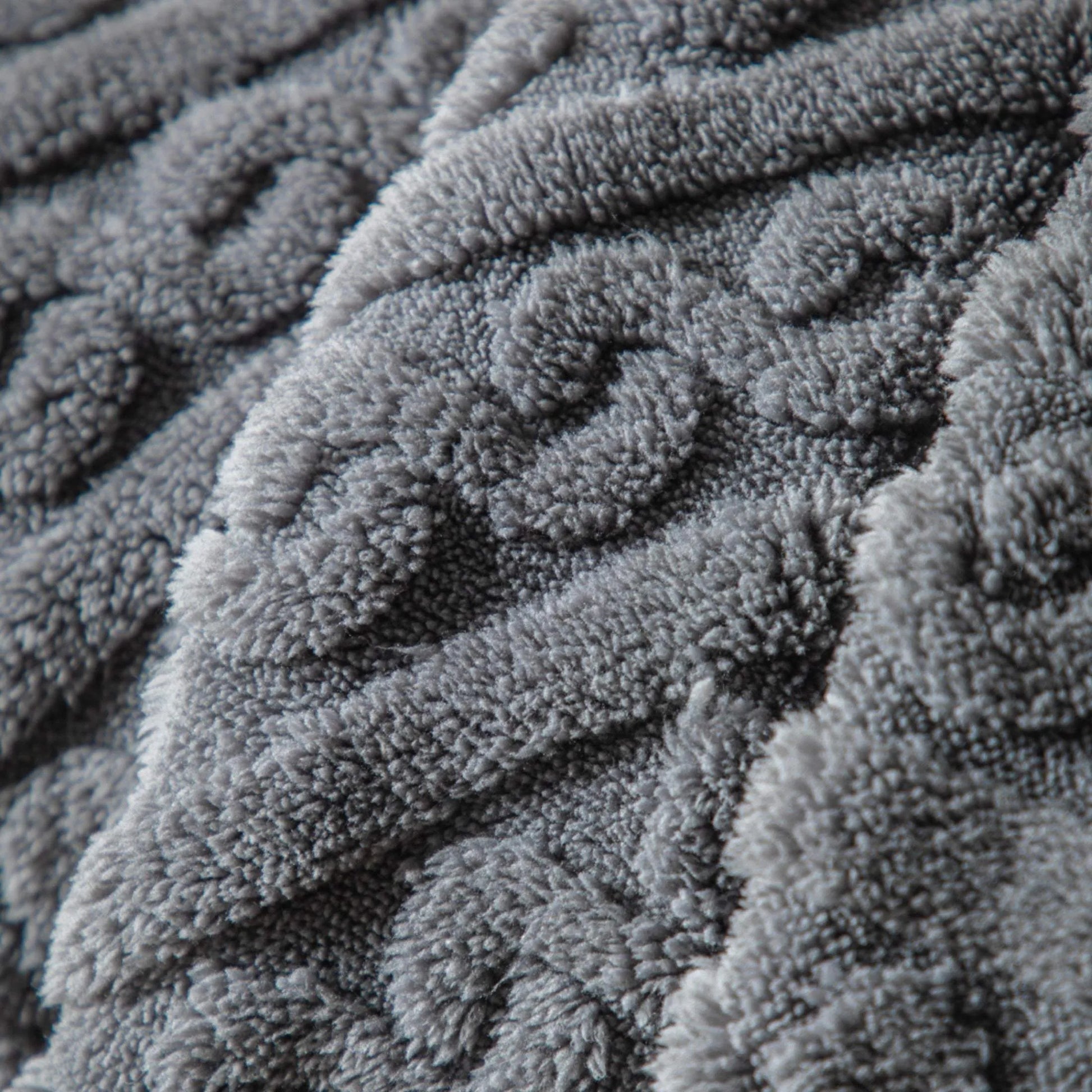 Grey Chunky Extra Soft Cable Texture Throw - The Farthing