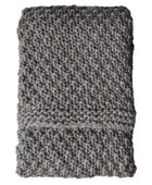 Grey Chunky Knitted Moss Stitched Throw - The Farthing