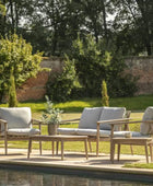 Grey Cushion and Wood Outdoor Lounge Sofa Set - The Farthing