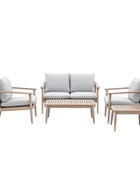 Grey Cushion and Wood Outdoor Lounge Sofa Set - The Farthing