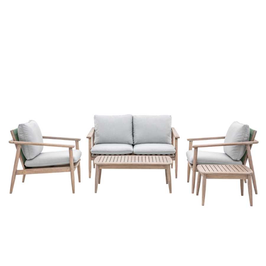 Grey Cushion and Wood Outdoor Lounge Sofa Set - The Farthing
