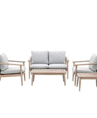 Grey Cushion and Wood Outdoor Lounge Sofa Set - The Farthing