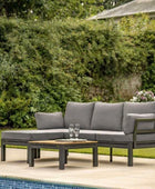 Grey Cushion Chaise Corner Garden Lounger Set - The Farthing