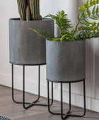 Grey Raised Metal Plant Pot Set - The Farthing