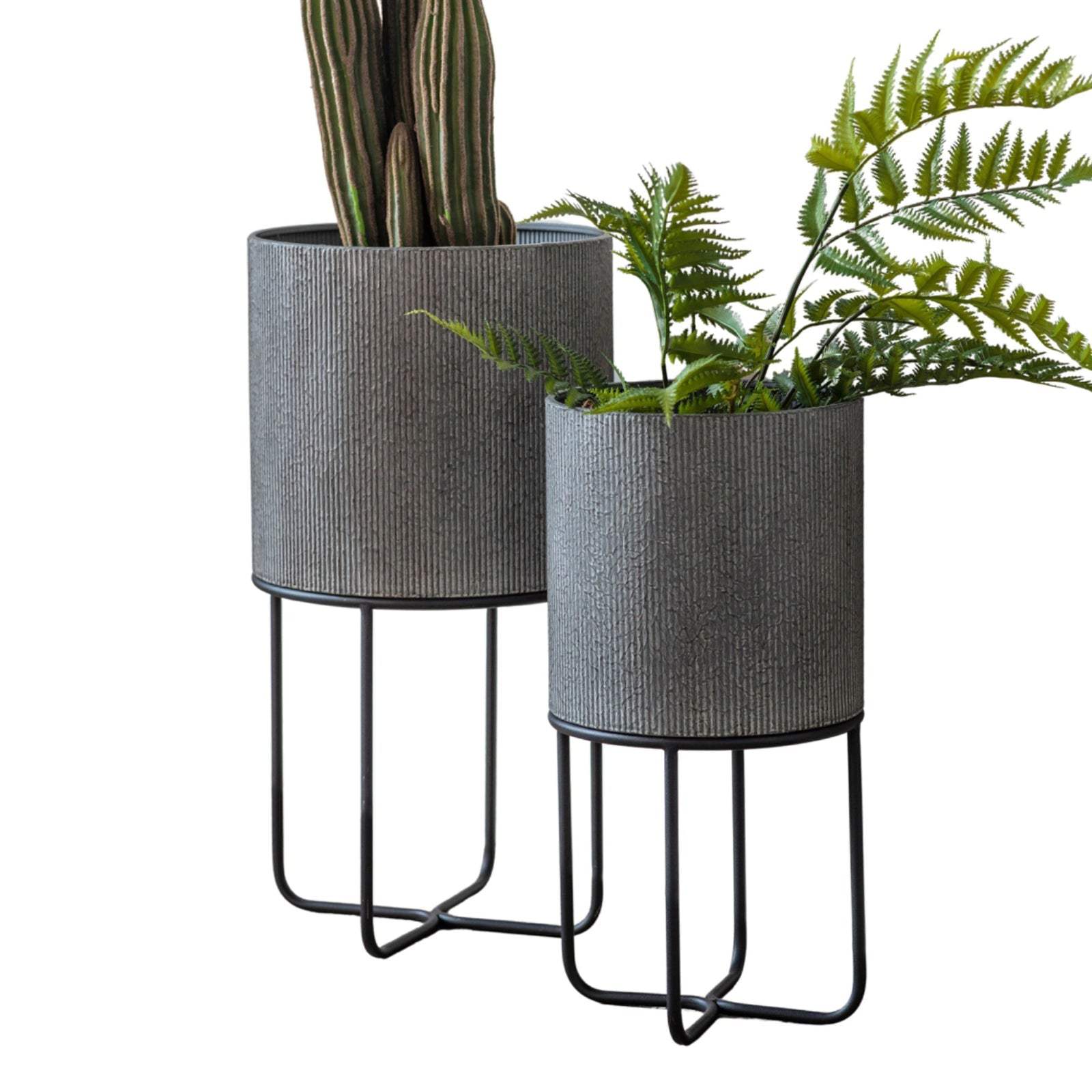 Grey Raised Metal Plant Pot Set - The Farthing