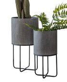 Grey Raised Metal Plant Pot Set - The Farthing